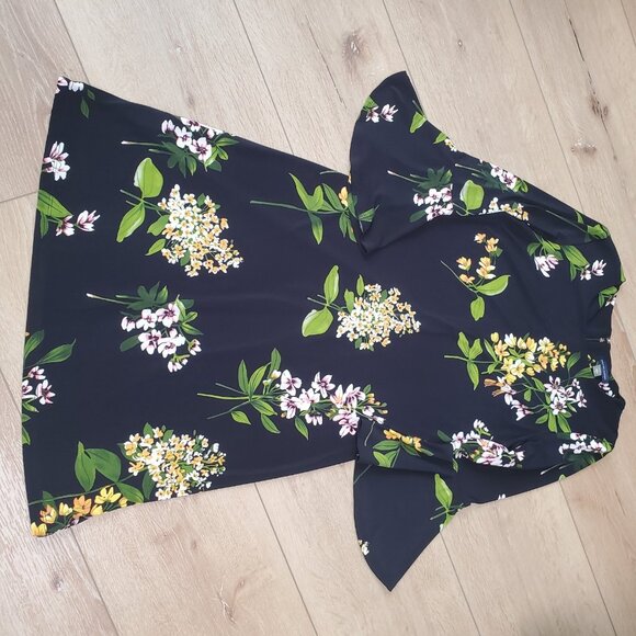 Tommy Hilfiger Dress Womens 6 Black Floral Bell Sleeve Stretch Jersey Preppy EUC - Picture 11 of 11